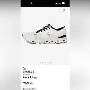 On Running Cloud X 4 Cream and Black Athletic Shoe